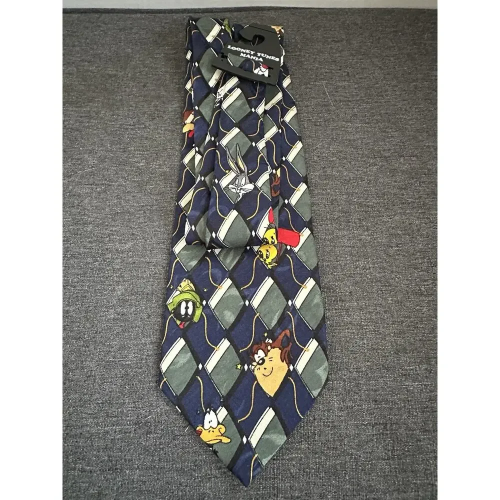 Vintage 1995 Looney Tunes Mania Tie Warner Bros Bugs Bunny Taz Tweety Sylvester
